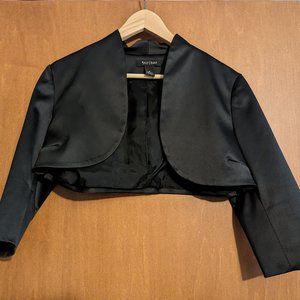 White House Black Market Black Satin Cropped Shrug, sz 4